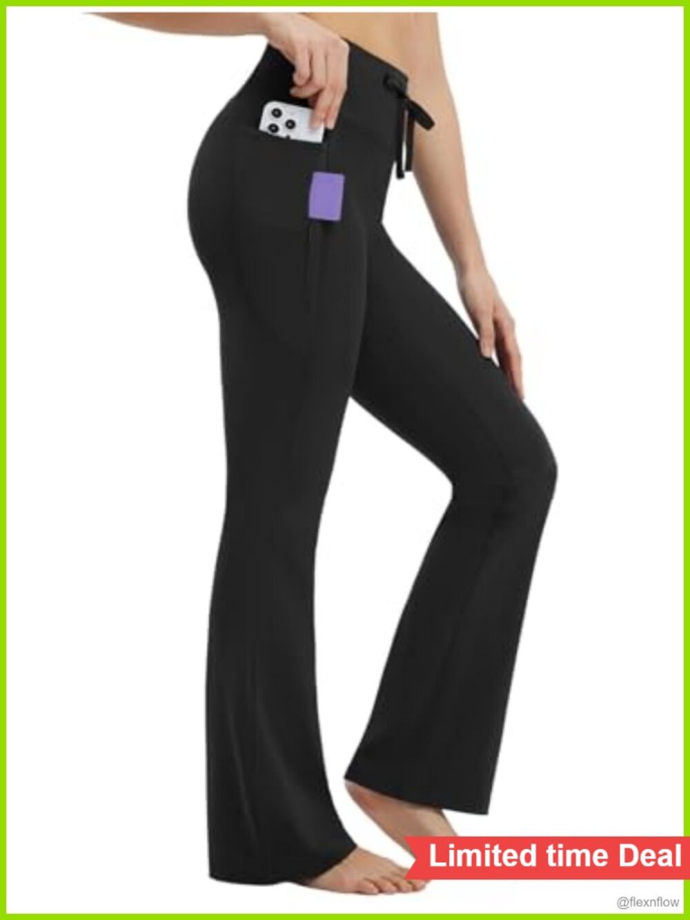 Flare Leggings with Pockets High Waist Tummy Control Yoga Pants